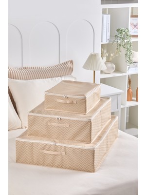 Serstil 3 Boy Baza Altı Kutu Hurç | Kapaklı Fermuarlı Yatak Altı Düzenleyici Saklama Kutusu