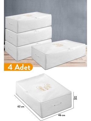 Serstil 4 Adet - Büyük Boy Baza Altı Beyaz Hurç 62 x 46 x 22 cm