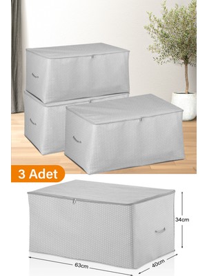 Serstil 3 Adet - Orta Boy Gri Benekli Hurç 63 x 40 x 34 cm