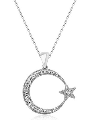 Inure Jewelry Gümüş Ay Yıldız Bayan Kolye