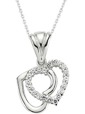 Inure Jewelry Gümüş Çift Kalpli Bayan Kolye