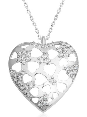 Inure Jewelry Gümüş Bombeli Kalp Kadın Kolye