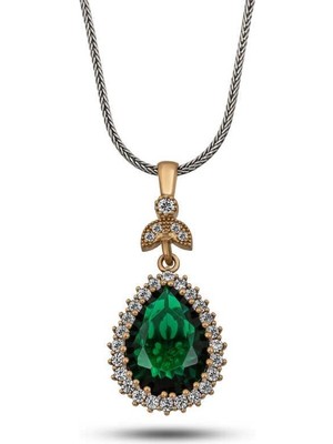 Inure Jewelry Gümüş Zümrüt Taşlı Hürrem Kadın Kolye