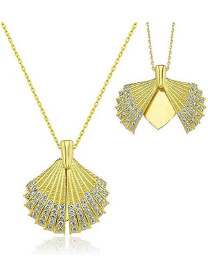 Inure Jewelry Gümüş Gold Kişiye Özel İstiridye Kadın Kolye