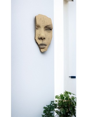 Kul Concept Dekoratif Duvar Heykeli Dokulu El Yapımı (15X25CM) Bej Renk Duvar Dekorasyon Heykeli