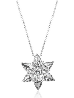 Inure Jewelry Gümüş Beyaz Lotus Çiçeği Bayan Kolye