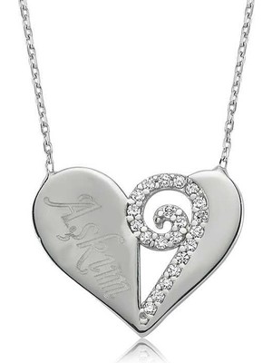 Inure Jewelry Gümüş Kalpli Aşkım Bayan Kolye