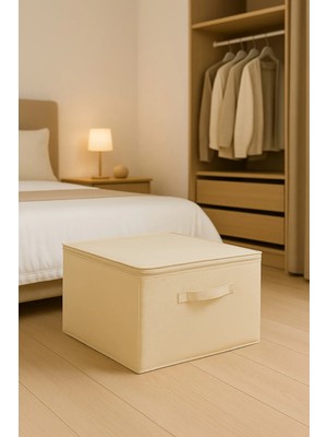 Serstil Kulplu Baza Altı, Dolap Içi Destekli Kutu Hurç 35X42X23 cm - Bej