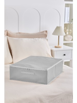 Serstil Orta Boy Baza Altı Kutu Hurç | Kapaklı Fermuarlı Yatak Altı Düzenleyici Saklama Kutusu - 45X55X18CM