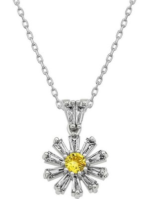 Inure Jewelry Gümüş Trapez Taşlı Çiçek Bayan Kolye