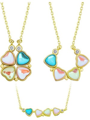 Inure Jewelry Gümüş Renkli Açılabilen Yonca Kadın Kolye