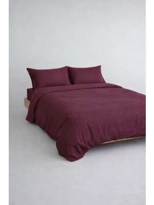Senfoni Luxe Wine Rhythm 100% Mat Pamuk Saten Çift Kişilik Nevresim Takımı