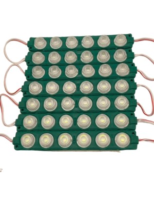 Powerr Led Aydınlatma 100 Adet 12 Volt 6 Watt 6 Lensli Yeşil 3030 Smd LED Modül IP65 1 Paket