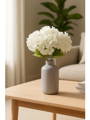 PremiumPort 7 Dallı Ortanca Demeti Beyaz 35 Cm, Zarif ve Şık Çiçekler