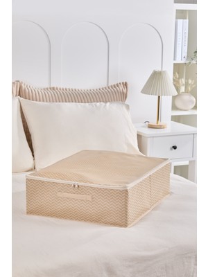Serstil Orta Boy Baza Altı Kutu Hurç | Kapaklı Fermuarlı Yatak Altı Düzenleyici Saklama Kutusu - 45X55X18CM