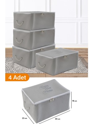 Serstil 4 Adet - Mini Boy Baskı Detaylı Antrasit Hurç 30 x 22 x 18 cm