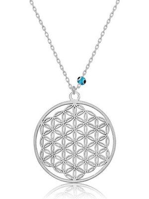 Inure Jewelry Gümüş Nazar Gözlü Yaşam Çiçeği Kolye