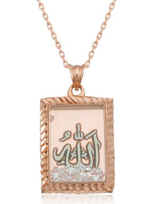 Inure Jewelry Gümüş Rose Allah Yazılı Kadın Kolye