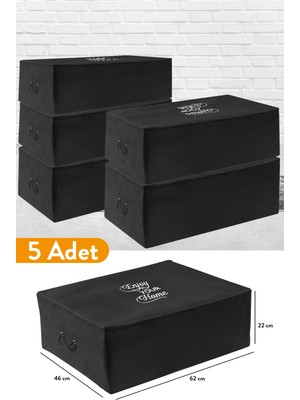 Serstil 5 Adet - Büyük Boy Baza Altı Siyah Hurç 62 x 46 x 22 cm