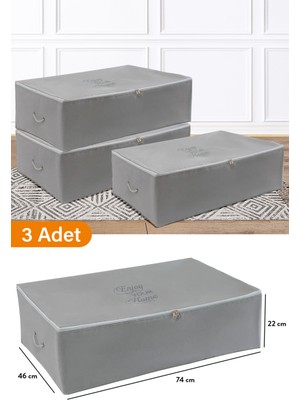 Serstil 3 Adet - Mega Boy Baza Altı Antrasit Hurç 74 x 46 x 22 cm