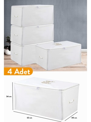 Serstil 4 Adet - Orta Boy Beyaz Hurç 63 x 40 x 34 cm
