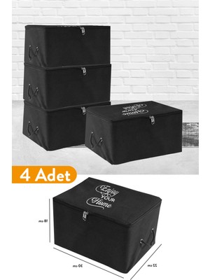 Serstil 4 Adet - Mini Boy Baskı Detaylı Siyah Hurç 30 x 22 x 18 cm