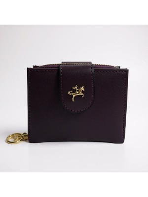 Nas Kadın Fermuarlı Çıtçıtlı Bozuk Para Bölmeli Siyah Cüzdan Kartlık Standart Mor