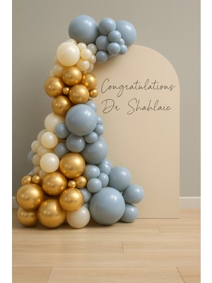 Balon Seti 90 Adet ( Fırtına Mavi-Deniz Kumu-Krom Altın )