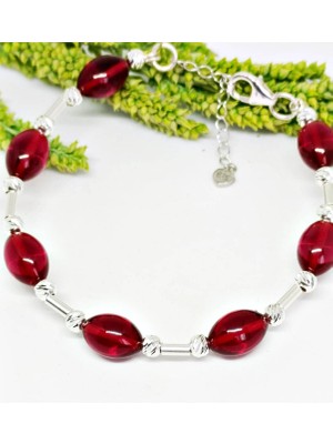 Lilahgümüştr Gümüş Kehribar Vişne Çürüğü Bileklik