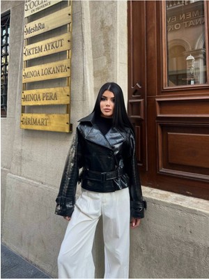 Vera Croco Desenli Deri Ceket – Astarlı Şık Tasarım