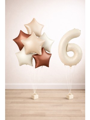 -6- Yaş Retro Bej Yıldız Doğum Günü Seti