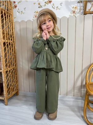 Butik Kız Çocuk %100 Pamuklu Müslin 2'li Takım Alt - Üst Takım