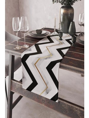 Mutlu Köşe Zikzak Desen Mermer Gölgeli Premium Dizayn Runner