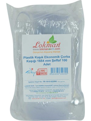 OEM Plastik Kaşık Ekonomik Çorba Kaşığı 1654 mm Şeffaf 100 Adet 1 Paket
