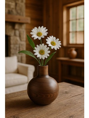 PremiumPort Modern Minimalist El Yapımı Ahşap Vazo ile Şık Dekorasyon Detayları