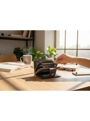 Nas Kadın Fermuarlı Çıtçıtlı Bozuk Para Bölmeli Siyah Cüzdan Kartlık Standart Gri