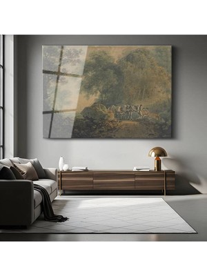 TosbArt Thomas Gainsborough Orman Yolu Yolculuk Resmi Temperli Cam Tablo Sanat Tablosu Dekoratif Tablo
