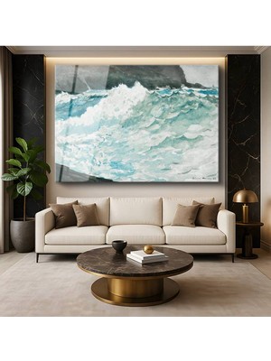 TosbArt Winslow Homer Shore And Surf Sahil Dalgalar Deniz Temperli Cam Tablo Sanat Tablosu