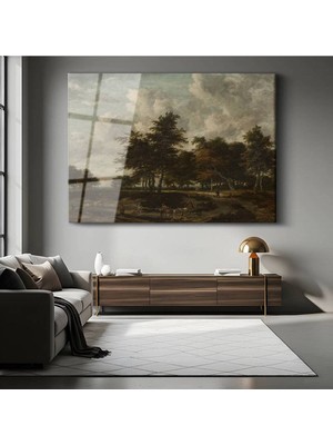TosbArt Jacob Van Ruisdael Ağaçlık Doğa Manzarası Temperli Cam Tablo Sanat Tablosu Dekoratif Tablo