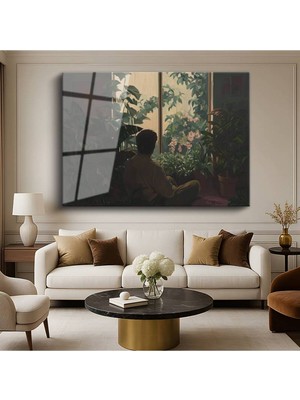 TosbArt Thomas Saliot Bitki Odası Iç Mekan Botanik Resmi Temperli Cam Tablo Sanat Tablosu Dekoratif Tablo