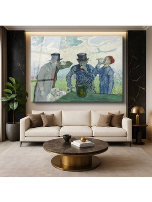 TosbArt Vincent Van Gogh Içki Içenler Sosyal Yaşam Resmi Temperli Cam Tablo Sanat Tablosu Dekoratif Tablo