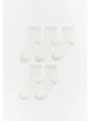 LC Waikiki Beyaz Kadın Soket Çorap 5 Li  (S6)