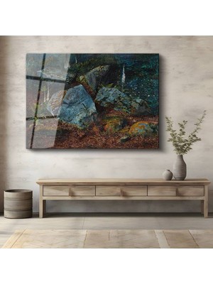 TosbArt John Everett Millais Orman Taşları Doğa Manzarası Temperli Cam Tablo Sanat Tablosu Dekoratif Tablo