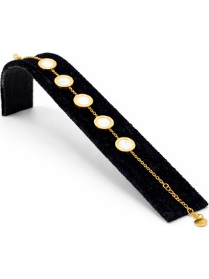 Pangu Yuvarlak Sedef Taşlı Çelik Bileklik