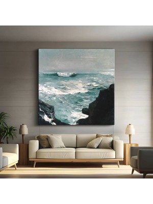 TosbArt Winslow Homer Cannon Rock Kayalık Deniz Kanvas Tablo Sanat Tablosu Ressam Tablosu