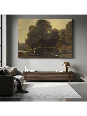 TosbArt John Constable Göl Kenarı Ağaçlar Doğa Resmi Kanvas Tablo Sanat Tablosu Ressam Tablosu
