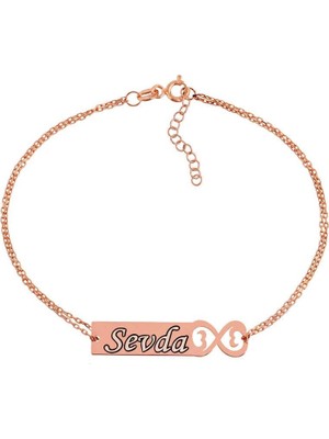 Inure Jewelry Gümüş Rose Kişiye Özel Sonsuzluk İsimli Bayan Bileklik