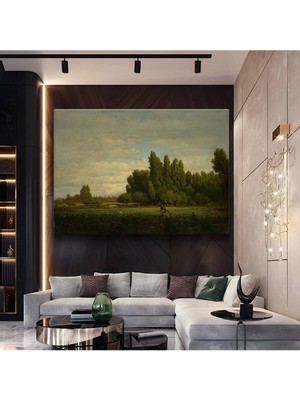 TosbArt Théodore Rousseau Yeşil Ova Doğa Manzarası Kanvas Tablo Sanat Tablosu Ressam Tablosu