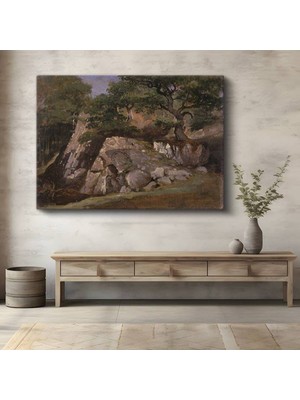 TosbArt Jean-Baptiste-Camille Corot Kayalık Doğa Manzarası Kanvas Tablo Ressam Tablosu