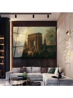 TosbArt Giovanni Paolo Panini Roma Zafer Takı Resmi Temperli Cam Tablo Sanat Tablosu Dekoratif Tablo